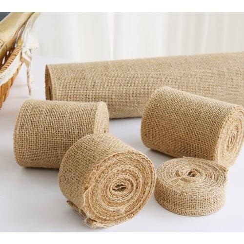 Linen fabric Burlap Hessian Ribbon Rolls DIY Craft Handmade Wedding Decoration Christmas Gift Wrapping Festival Party Home Decor