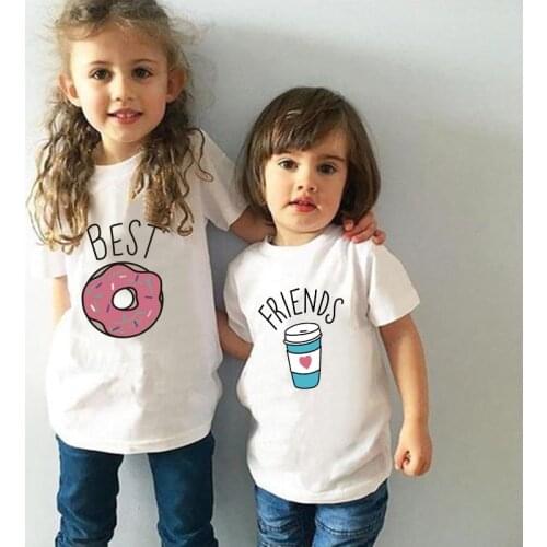 BEST FRIEND Print Summer Kids Tshirt Baby Boys and Girls Tops Clothes Harajuku Best Friends Clothing Funny Kid BFF T-shirt