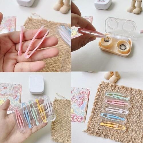 Multicolor Contact Lenses Tweezers and Suction Stick for Special Tool Contact Lens Inserter Remover Mini Cantact Lense Box