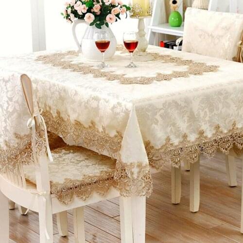 Multifunctional 2020 Home Textiles Hot Sale Elegant Lace Tablecloths Jacquard Wedding Table Cloth Chair Covers Decoration Towels