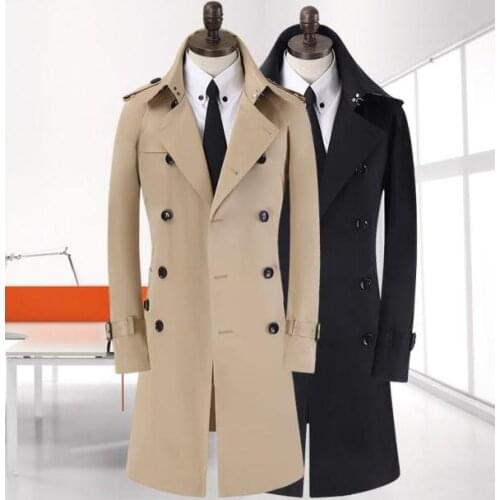 Mens long trench coat Korean men plus size 9XL spring new business casual gentleman double-breasted long jacket men