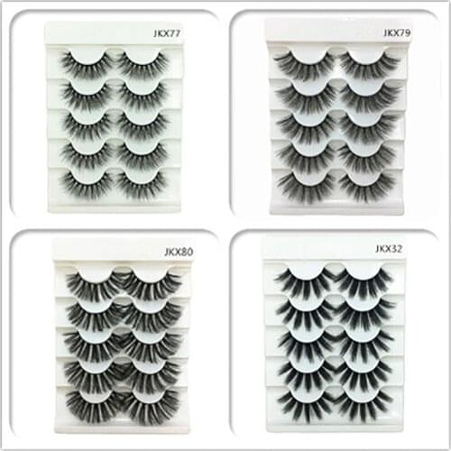 False eyelashes JKX79 5 pairs of thick eyelashes 3d false eyelashes new 6D three-dimensional cross eyelashes customized support
