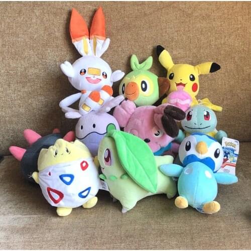 Genuine Pokemon Scorbunny Togepi Pikachu Grookey Mewtwo Squirtle Azumarill Cute Soft Plush Action Figure Toys