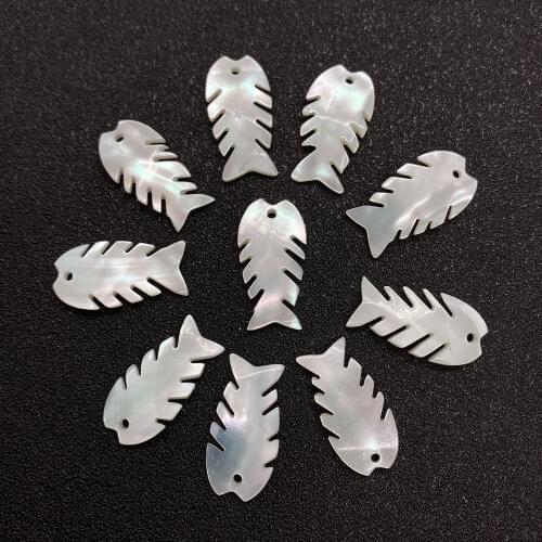 Natural Shell Pendant Carved Fishbone White Mother-of-Pearl Pendant Necklace Fashion Exquisite Jewelry Earrings Accessories