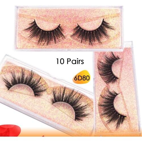 10 Pairs Full Fluffy Lashes 6D Mink Eyelashes 100% Cruelty-free False Eyelash Handmade Full Strip Lashes Crisscross Lash Makeup