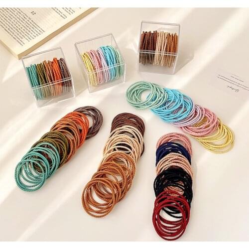 50/100 Pcs/Bag Women Girls Colors Soft 5 cm Scrunchies Elastic Hair Band Lady Lovely Solid Rubber Bands Female Hair Accessories