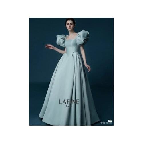 Luxury light blue/white big bubble sleeve court ball gown royal Medieval Renaissance Victorian dress Belle ball