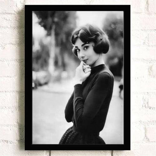 Modern Painting Black and White Audrey Hepburn Portrait Pop Movie Art Print Poster Abstract Wall Picture Canvas Painting