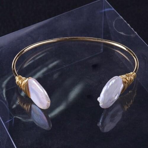 Stylish Simple Flat Round Marbled Pine And Stone Open Bracelet With Exquisite Wire Winding Bracelet Jewelry