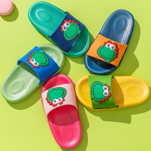 2021 Summer Print Slippers Girl Shoes Boy Cute Dinosaur Slippers Home Non-slip Flat Bottom Kids Beach Shoes Kids Shoes for Girl