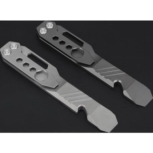 Gray Titanium Crowbar Outdoor EDC Tool Titanium Alloy Wrench Open Bottle Keyring Accessories
