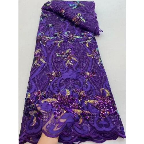 High Quality Lace Fabric Applique Sequin Embroidery French Tulle Mesh Design Sewing Party Dress Fashion Skirt 5 Yards Wholesale