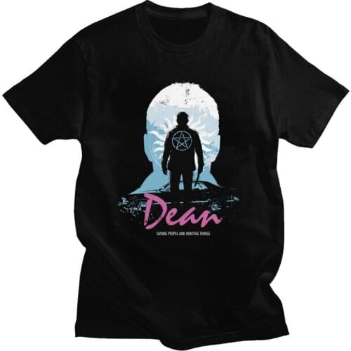 I Hunt Therefore I Am Dean T Shirts Short Sleeved Supernatural Winchester Brothers T-shirts Streetwear Tee Soft Cotton Tshirts