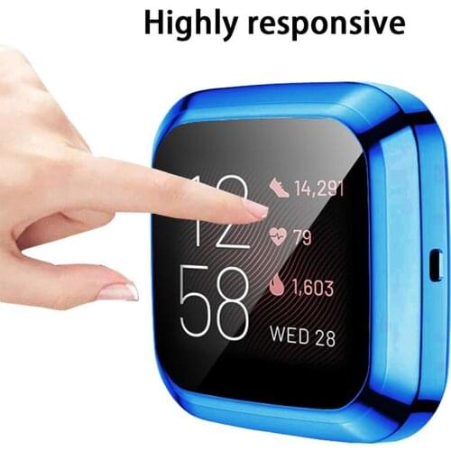 Anti-drop TPU Full Screen Protector Cover Case for Fitbit Versa 2/1 Smart Watch Bumper Shell Cases for Fitbit Versa 1 /2