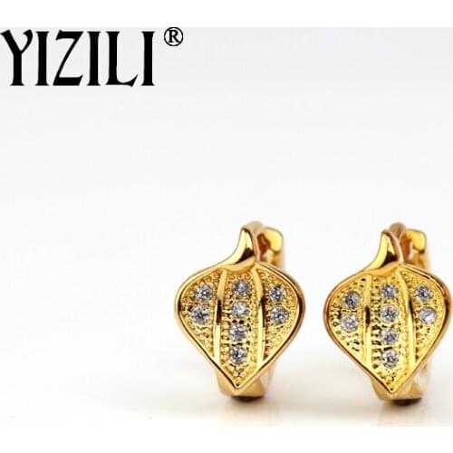 YIZILI New fashion leaf shape Cubic Zirconia Bohemian Earrings Micro-wax Inlay Women Wedding Party Luxury Trendy Jewelry A011