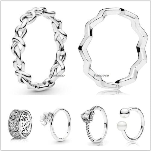 Authentic 925 Sterling Silver Elevated Love Heart With Crystal Rings For Women Wedding Party Gift Europe Fashion Jewelry