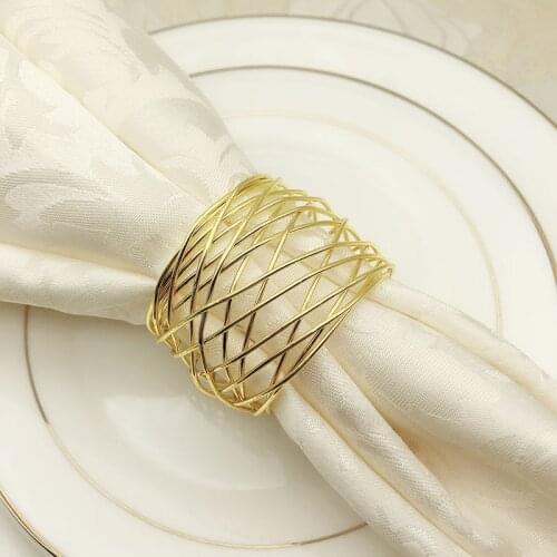 Gold Plating Thin Circled Iron Napkin Rings Set Of 12 Pieces European Home Tabletop Decor Metal Napkin Circles Flat Wire Rings
