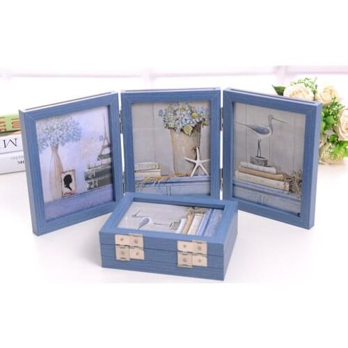 1PC Creative Retro Desk Tri-fold Photo Frame Display Frame Photo Studio Folding Living Room Home Decoration Gift