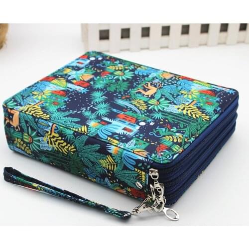 1pc Floral Pattern Large Capacity Pencil Storage Bag 120 Holes 3 Layer Square Pencil Case Kawaii Stationery Storage Box