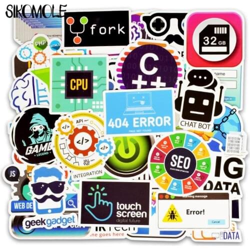 50PCS Internet Java Sticker Geek Programmer Php Docker Html Bitcoin Cloud C++ Programming Language For Laptop Car Stickers F5