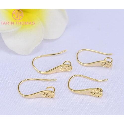 10PCS 16MM 24K Gold Color Plated Brass Earrings Hooks High Quality Diy Jewelry Accessories