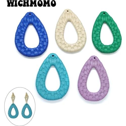 New 4pieces Candy Color Acrylic Black Rattan Weaving Shape Charms Pendants for DIY Earring Jewelry Making Finding Accessories