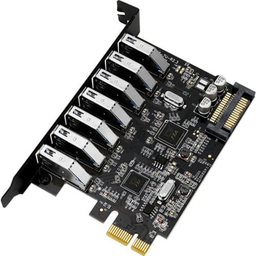 7 Port USB Expansion Card 7 Port USB3.0 Adapter Card Pcie USB 3.0 Expansion Card with 15 Pin Power Supply for Desktop