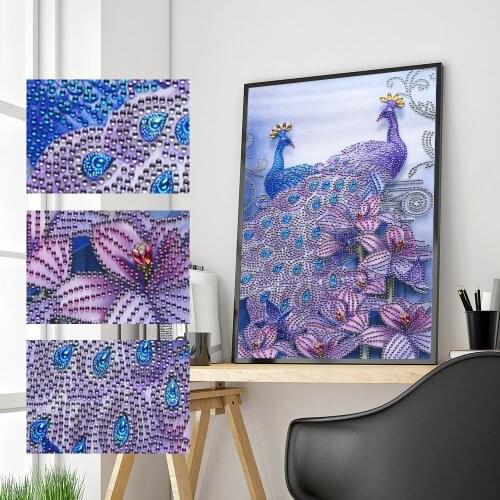 5D DIY Special Shaped Diamond Embroidery Animal Peacock Cross stitch Diamond Painting Round Drill Picture Of Living Room Decor