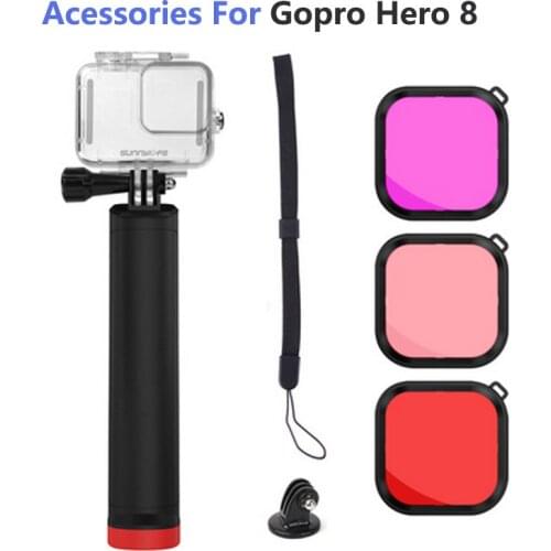 60m Waterproof Protective Diving Case Housing Case Diving Filter Floating Bar for GoPro Hero 8 Black Sports Camera Acessories