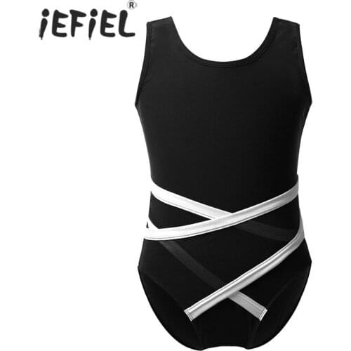 Kids Toddler Teens Girls Ballet Dance Costumes Sleeveless Strappy Waist Sport Activewear Gymnastics Leotard Jumpsuit Dancewear