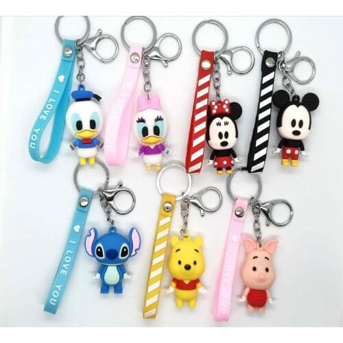 Disney mickey mouse Cartoon pvc Minnie bag pendant doll key chain couple key chain pendant small gift