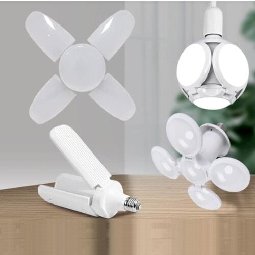 E27 B22 LED Folding Bulb High Brightness 4 Leaf Foldable Fan Blade Energy Saving LED Pendant Ceiling Lamp Lights 220V