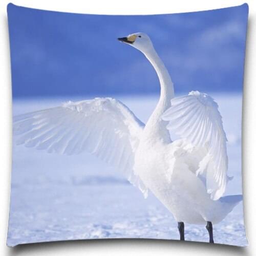 A swan dancing in the snow 2D print creative Pillow case Square cotton polyester cushion cover 5 size 9 style