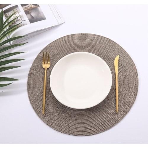 1pc Table Round Placemat Weave PP Dining Napkin Mats Bowl Pad Hotel Cutlery Table Decoration Tray Mat Braided Style Placemat