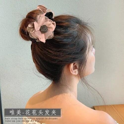 Lazy Hair Clip Headdress Ball Head Clip Ponytail Buckle Hair Catch Plate Korean Female Hair Claws Fashion Fabric Pearl Women