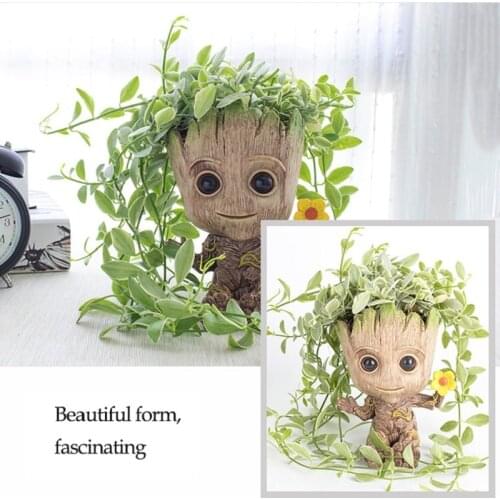 Cute Baby Groot Flower Pot Pen Holder Toy Storage Hero Model Garden Decoration Accessories Plant Pot Desk Organize Pen Holders