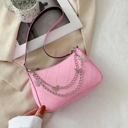 Fashion Solid Color Small Handbags For Women High Quality Pu Leather Female Shoulder Bag Simple Chain Ladies Crossbody Bag