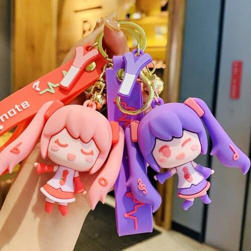 Fashion Cartoon Double Tail Girl Keychain Cute Anime Doll Keyring Women Girl Bag Car Charm Holder Resin Key Chain