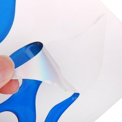 Car/ Motorcycle/ Bumper/ Body/ Mirror 3D PVC Decal Sticker FLAME Chrome Blue