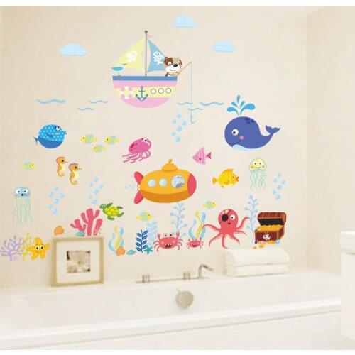 Underwater fish bubble wall stickers for kids Rooms bathroom bedroom home decor cartoon animals wall decals diy mural art