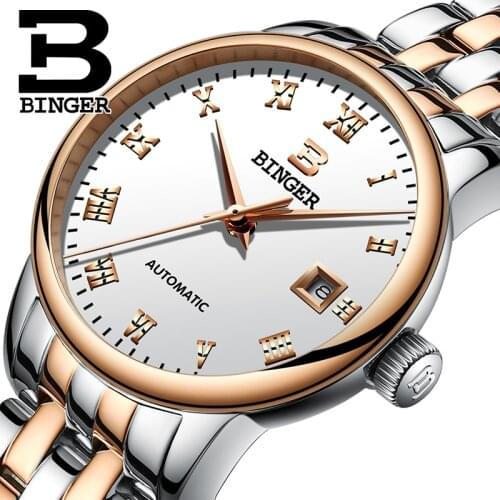 Switzerland Women Watch BINGER Luxury Brand Automatic Mechanical Sapphire Clock Full Steel Waterproof Womens watches B-5005L-5