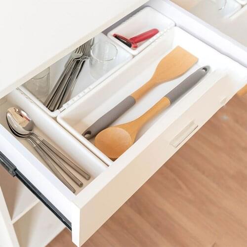 Collapsible Drawer Sorting Storage Box Tableware Stationery Combinable Finishing Box Desk Drawer Self Stick Pencil Tray