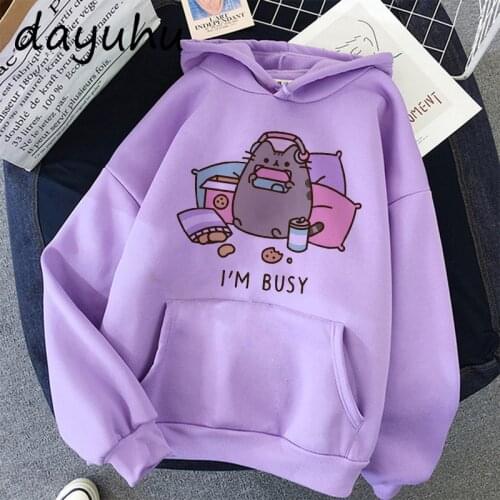 Y2k Cat Hoodie Women Fashion Cartoon Korean Harajuku Female Style Kawaii 90s Clothes Hood Sweatshirt Oversized Cat Clothes