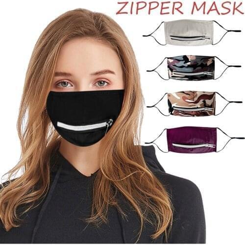Unisex Adult Face Mask Women Camouflage Protect Washable Face Mask Drinking Mask With Zipper Outdoor Dustproof Masks Mascarillas