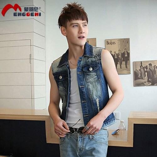 Spring and autumn 2020 fashion Casual hip hop street thin vest mens single-breasted Korean Slim teenagers cowboy vest