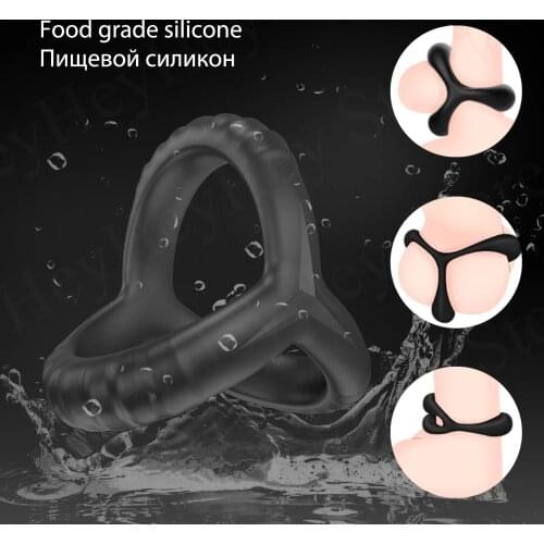 Adult Male Delay Ejaculation Penis Rings Mens Masturbator Cock Ring Couple Lover Sex Toys For Men Soft Silicone Sexy Dual Ring