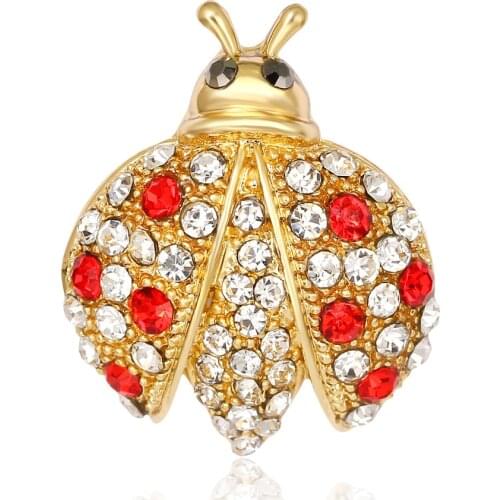 OneckOha New Design Ladybug Brooch Pin Rhinestone Bee Pin Animal Brooches Birthday Present Boutique Jewelry