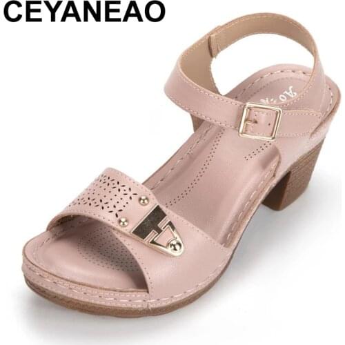 CEYANEAOEuropean and American Sandals Womens 2021 Summer New Womens Chunky Heel High Heel Shoes Lightweight Casual Beach Heels