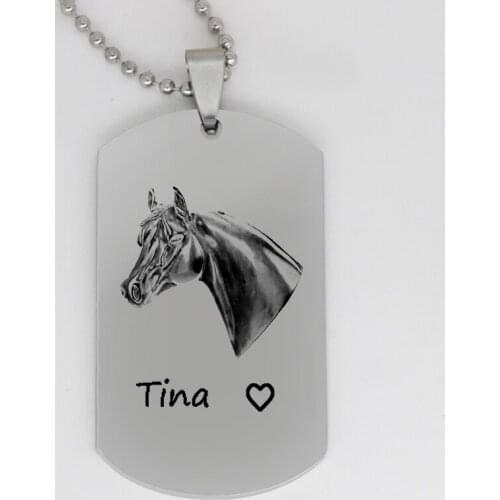 Ufine jewelry New Women Men Jewelry horse head pendant army card personality name stainless steel necklace drop shiping N4219