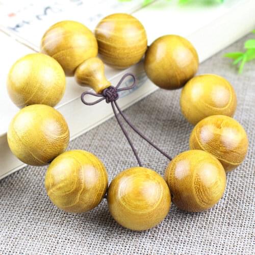 Gold Wooden Bracelet 25MM Small Hole Seiko Mens Prayer Beads Rosary Pieces